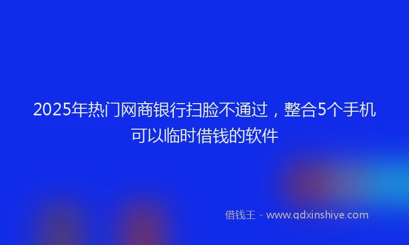 2025年热门网商银行扫脸不通过，整合5个手机可以临时借钱的软件