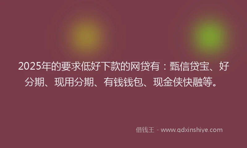 2025年的要求低好下款的网贷有：甄信贷宝、好分期、现用分期、有钱钱包、现金侠快融等。