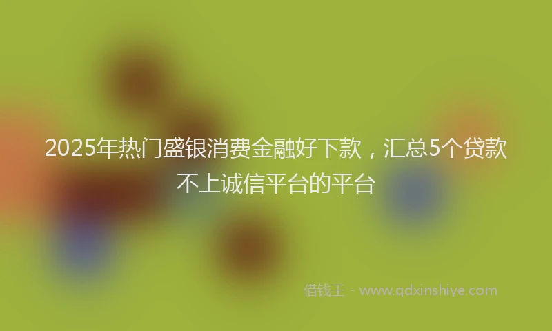 2025年热门盛银消费金融好下款，汇总5个贷款不上诚信平台的平台