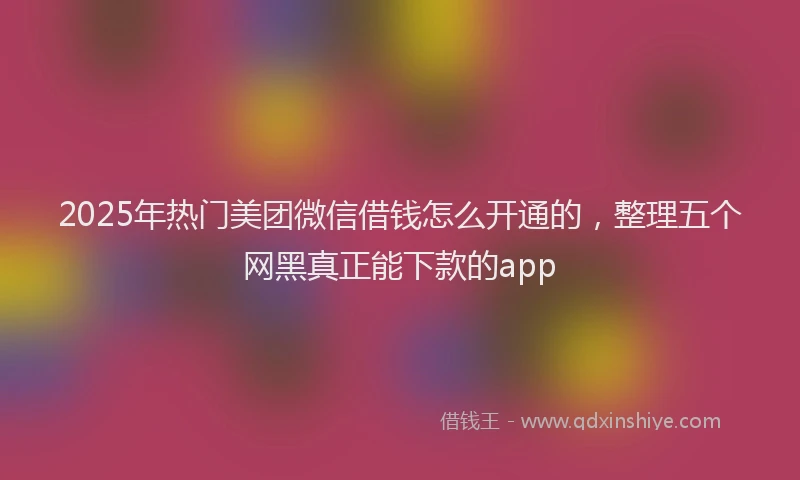 2025年热门美团微信借钱怎么开通的，整理五个网黑真正能下款的app