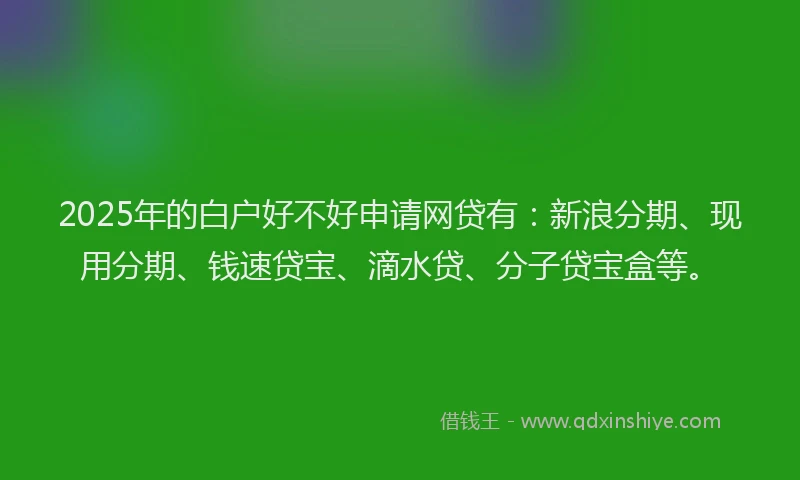 2025年的白户好不好申请网贷有：新浪分期、现用分期、钱速贷宝、滴水贷、分子贷宝盒等。