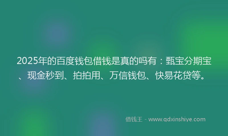 2025年的百度钱包借钱是真的吗有：甄宝分期宝、现金秒到、拍拍用、万信钱包、快易花贷等。