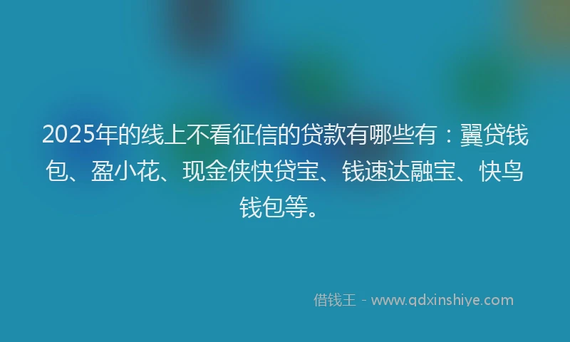 2025年的线上不看征信的贷款有哪些有：翼贷钱包、盈小花、现金侠快贷宝、钱速达融宝、快鸟钱包等。
