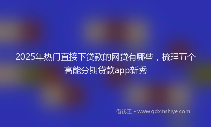 2025年热门直接下贷款的网贷有哪些，梳理五个高能分期贷款app新秀