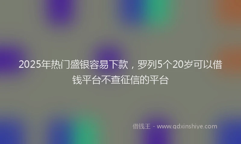 2025年热门盛银容易下款，罗列5个20岁可以借钱平台不查征信的平台
