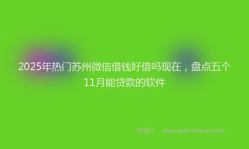2025年热门苏州微信借钱好借吗现在，盘点五个11月能贷款的软件