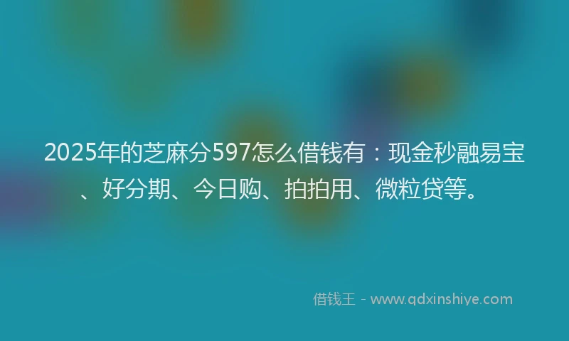 2025年的芝麻分597怎么借钱有：现金秒融易宝、好分期、今日购、拍拍用、微粒贷等。