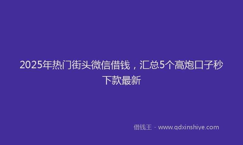 2025年热门街头微信借钱，汇总5个高炮口子秒下款最新