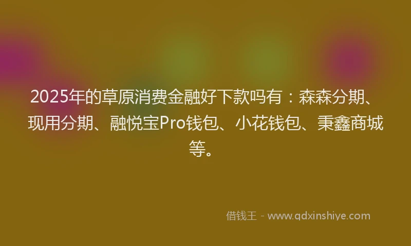 2025年的草原消费金融好下款吗有：森森分期、现用分期、融悦宝Pro钱包、小花钱包、秉鑫商城等。