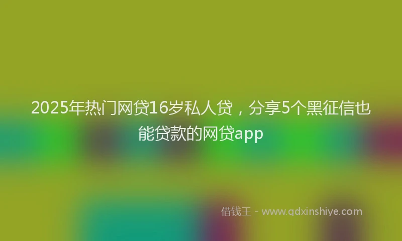 2025年热门网贷16岁私人贷，分享5个黑征信也能贷款的网贷app