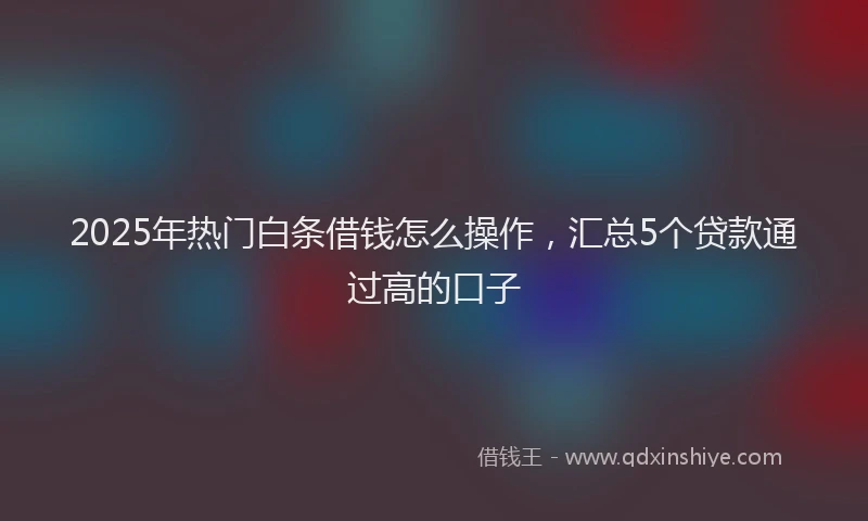 2025年热门白条借钱怎么操作，汇总5个贷款通过高的口子