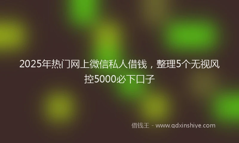 2025年热门网上微信私人借钱，整理5个无视风控5000必下口子