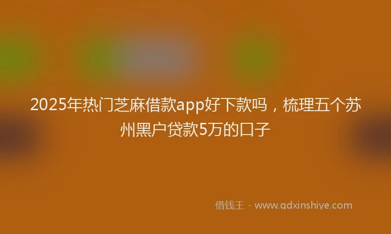 2025年热门芝麻借款app好下款吗，梳理五个苏州黑户贷款5万的口子