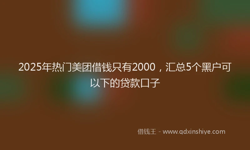 2025年热门美团借钱只有2000，汇总5个黑户可以下的贷款口子