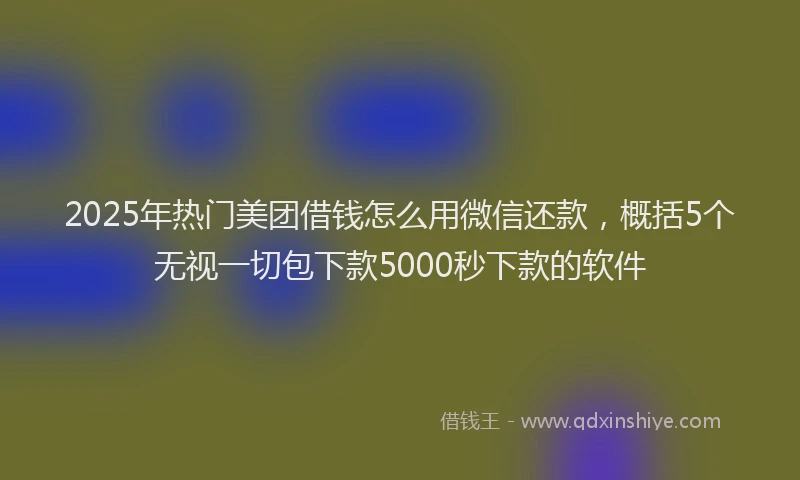 2025年热门美团借钱怎么用微信还款，概括5个无视一切包下款5000秒下款的软件