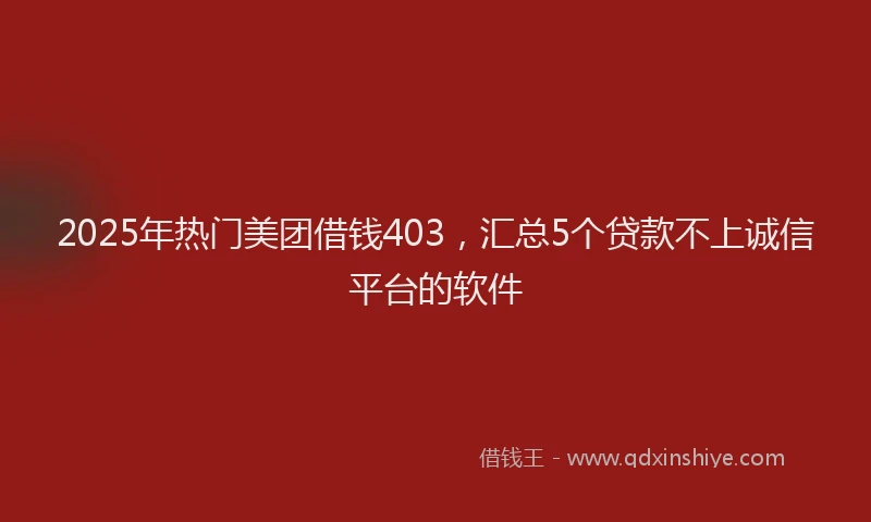2025年热门美团借钱403，汇总5个贷款不上诚信平台的软件