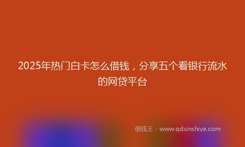 2025年热门白卡怎么借钱，分享五个看银行流水的网贷平台