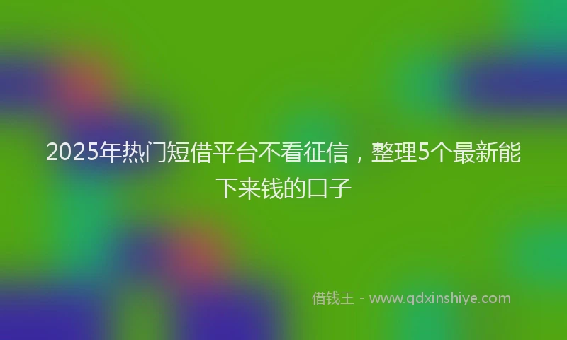 2025年热门短借平台不看征信，整理5个最新能下来钱的口子