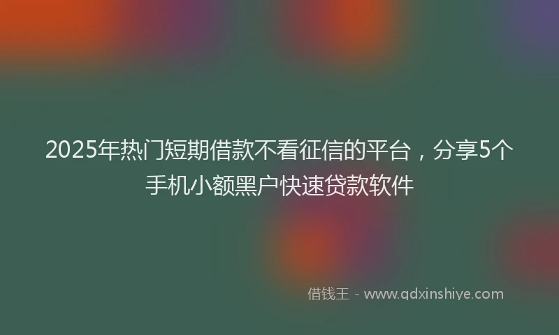 2025年热门短期借款不看征信的平台，分享5个手机小额黑户快速贷款软件