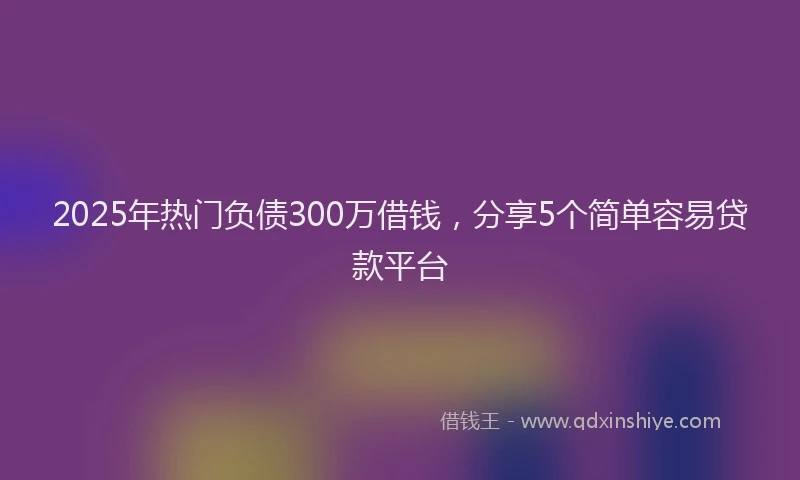 2025年热门负债300万借钱，分享5个简单容易贷款平台