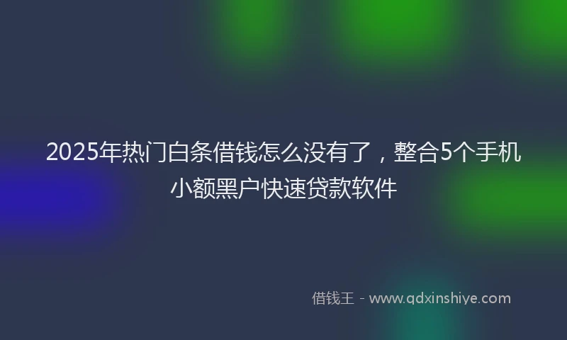2025年热门白条借钱怎么没有了，整合5个手机小额黑户快速贷款软件