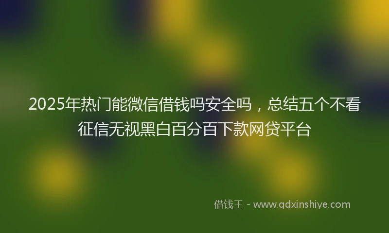2025年热门能微信借钱吗安全吗，总结五个不看征信无视黑白百分百下款网贷平台