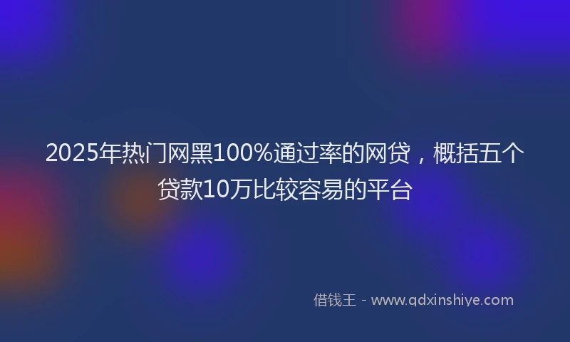 2025年热门网黑100%通过率的网贷，概括五个贷款10万比较容易的平台