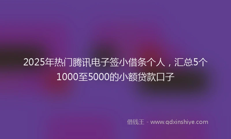 2025年热门腾讯电子签小借条个人，汇总5个1000至5000的小额贷款口子
