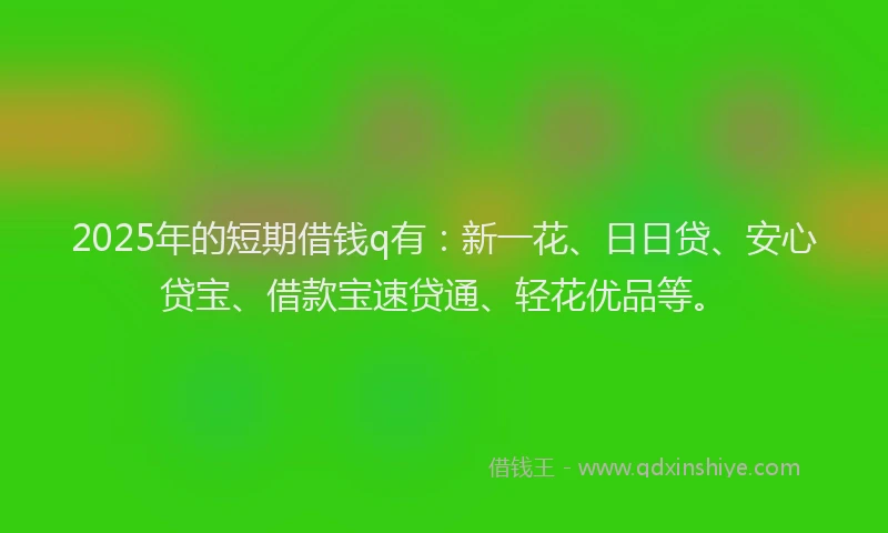 2025年的短期借钱q有：新一花、日日贷、安心贷宝、借款宝速贷通、轻花优品等。