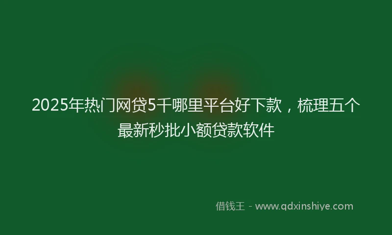 2025年热门网贷5千哪里平台好下款，梳理五个最新秒批小额贷款软件