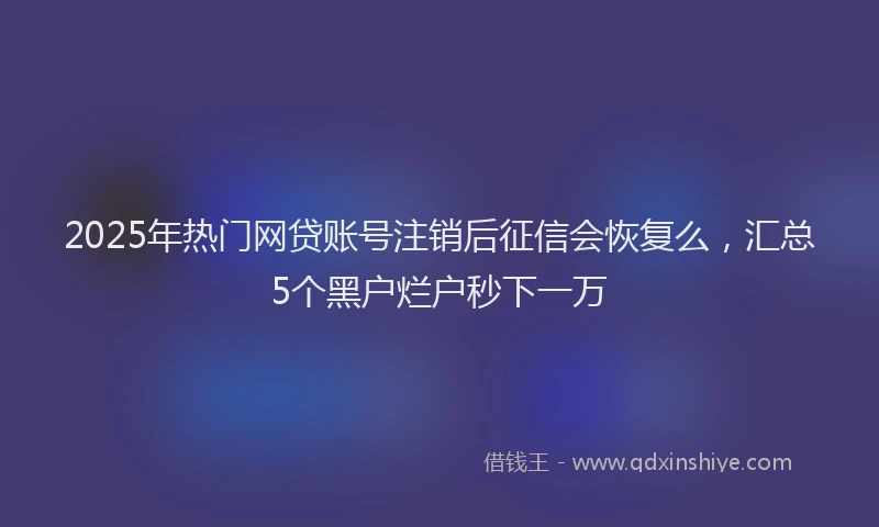 2025年热门网贷账号注销后征信会恢复么，汇总5个黑户烂户秒下一万