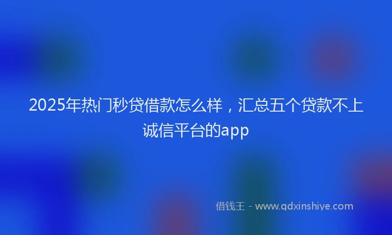 2025年热门秒贷借款怎么样，汇总五个贷款不上诚信平台的app