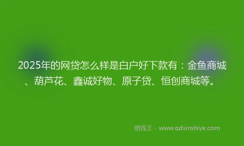 2025年的网贷怎么样是白户好下款有：金鱼商城、葫芦花、鑫诚好物、原子贷、恒创商城等。