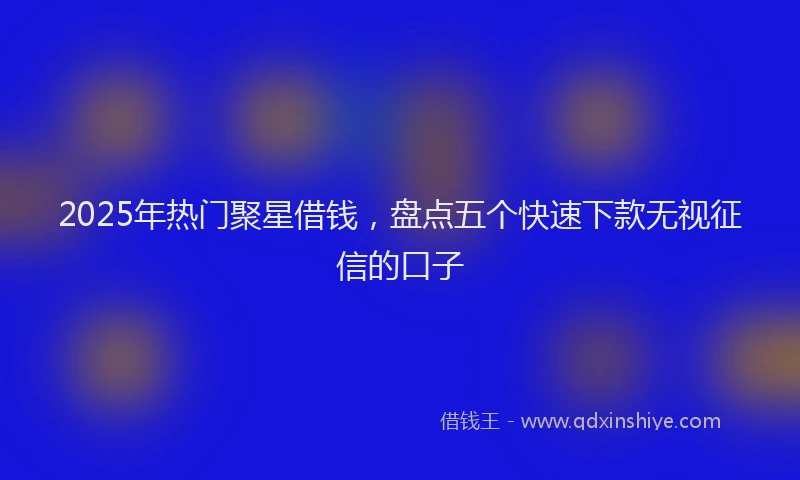 2025年热门聚星借钱，盘点五个快速下款无视征信的口子