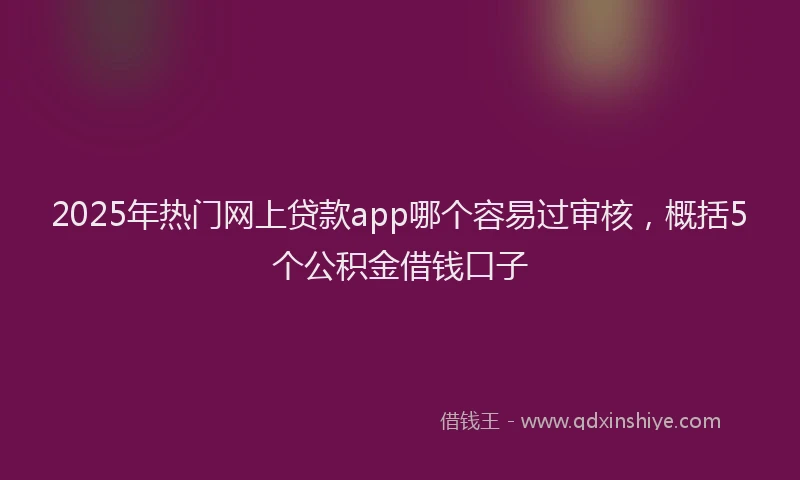 2025年热门网上贷款app哪个容易过审核，概括5个公积金借钱口子