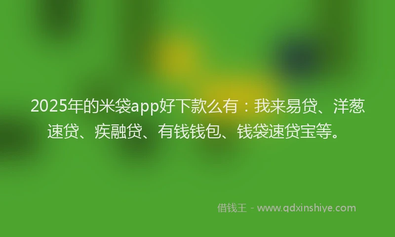 2025年的米袋app好下款么有：我来易贷、洋葱速贷、疾融贷、有钱钱包、钱袋速贷宝等。