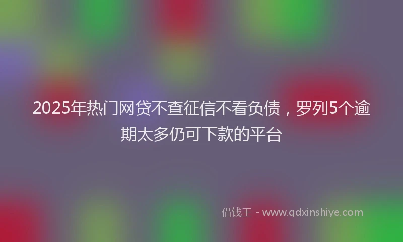 2025年热门网贷不查征信不看负债，罗列5个逾期太多仍可下款的平台
