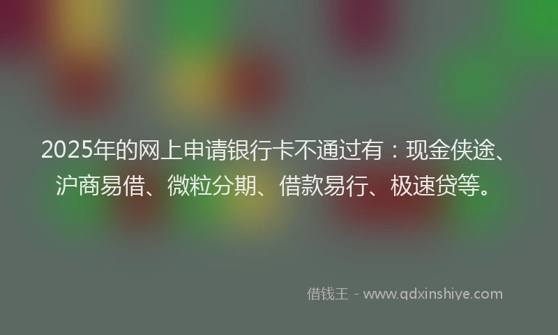 2025年的网上申请银行卡不通过有：现金侠途、沪商易借、微粒分期、借款易行、极速贷等。
