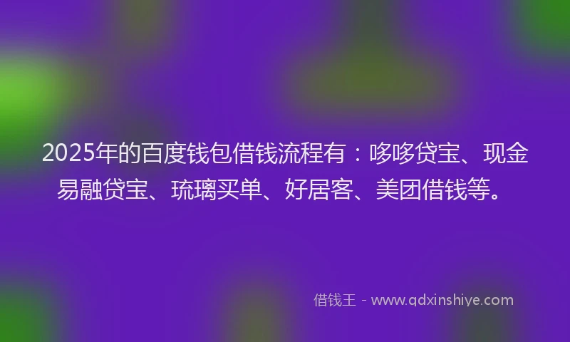2025年的百度钱包借钱流程有：哆哆贷宝、现金易融贷宝、琉璃买单、好居客、美团借钱等。