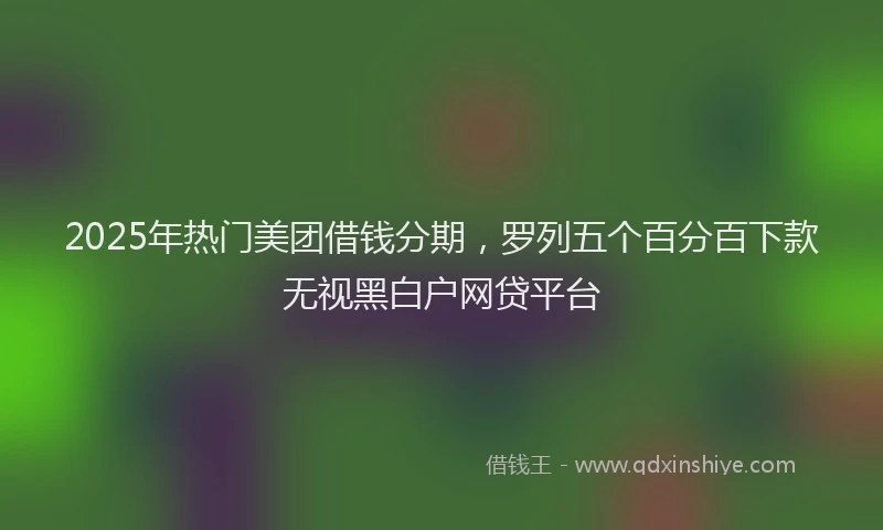 2025年热门美团借钱分期，罗列五个百分百下款无视黑白户网贷平台
