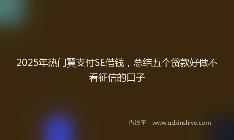 2025年热门翼支付SE借钱，总结五个贷款好做不看征信的口子