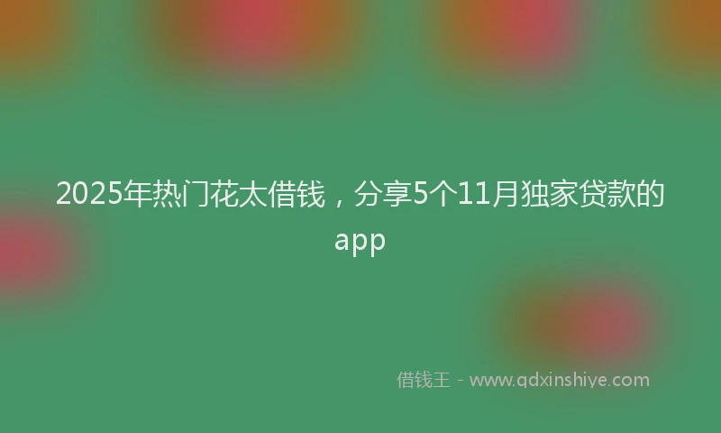 2025年热门花太借钱，分享5个11月独家贷款的app