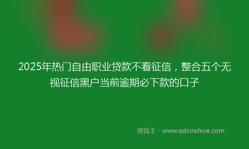 2025年热门自由职业贷款不看征信，整合五个无视征信黑户当前逾期必下款的口子
