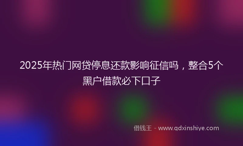 2025年热门网贷停息还款影响征信吗，整合5个黑户借款必下口子