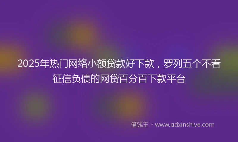 2025年热门网络小额贷款好下款，罗列五个不看征信负债的网贷百分百下款平台