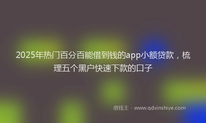 2025年热门百分百能借到钱的app小额贷款，梳理五个黑户快速下款的口子