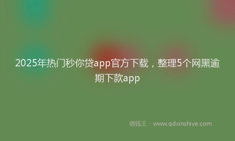 2025年热门秒你贷app官方下载，整理5个网黑逾期下款app