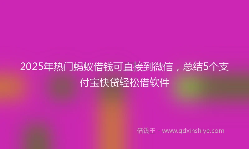 2025年热门蚂蚁借钱可直接到微信，总结5个支付宝快贷轻松借软件