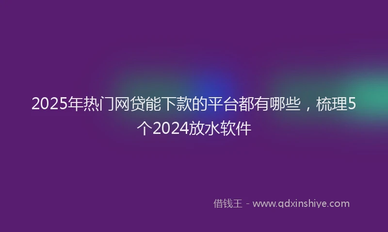 2025年热门网贷能下款的平台都有哪些，梳理5个2024放水软件