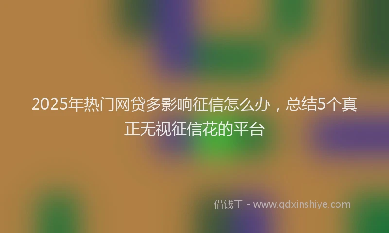 2025年热门网贷多影响征信怎么办，总结5个真正无视征信花的平台
